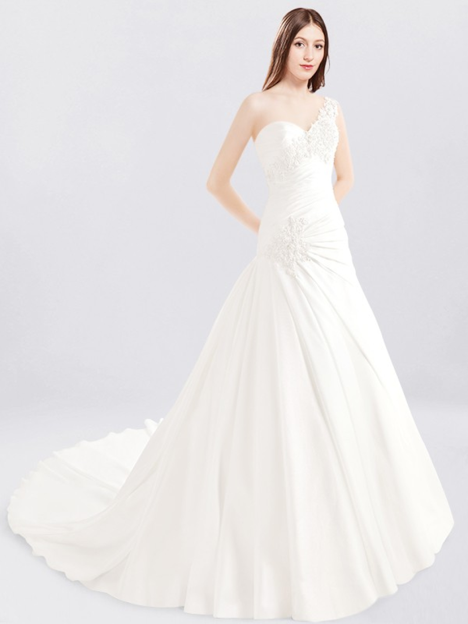 one shoulder wedding dress