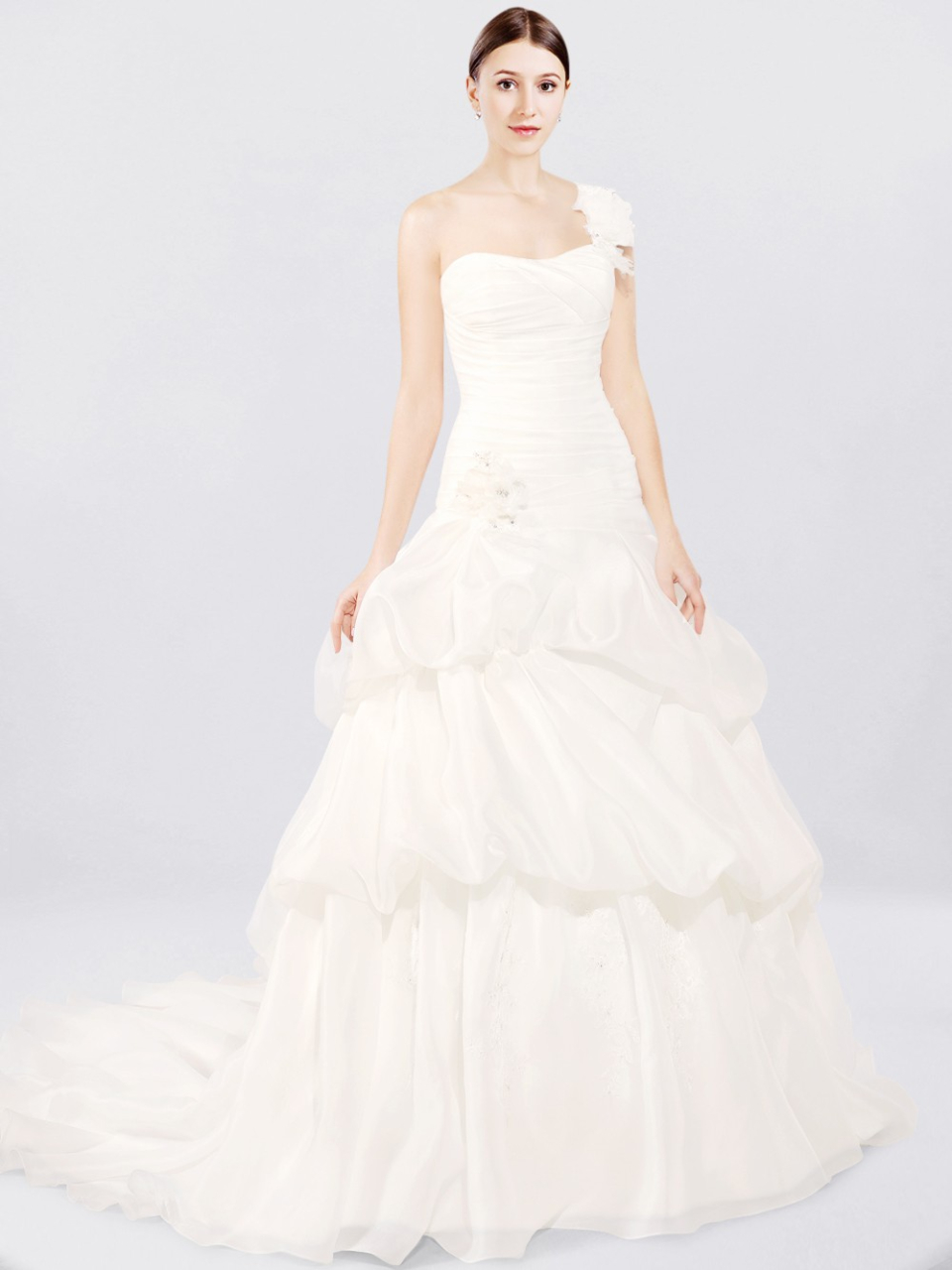 one shoulder wedding dress