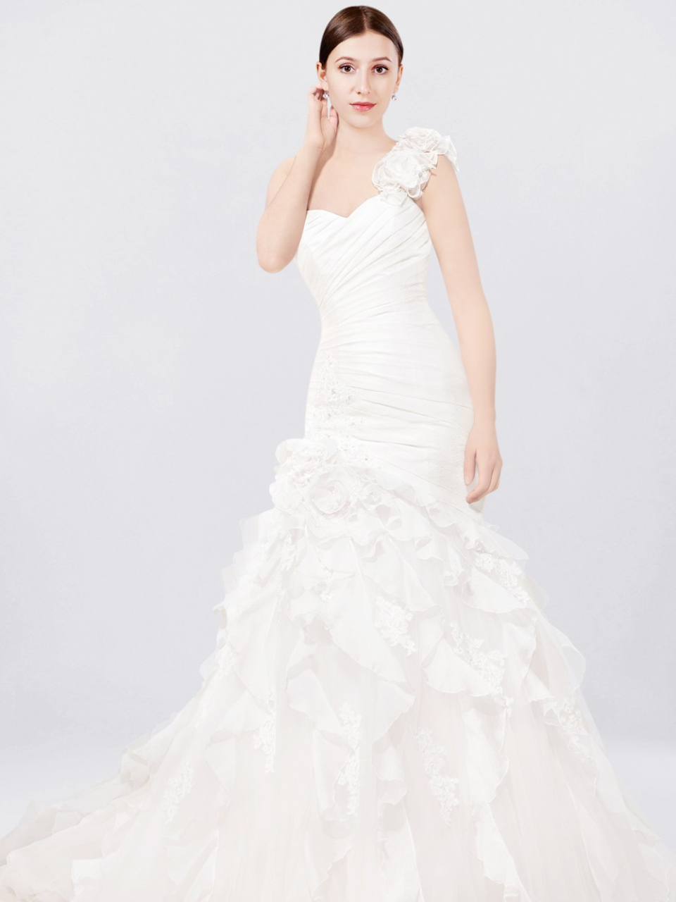 one shoulder wedding dress