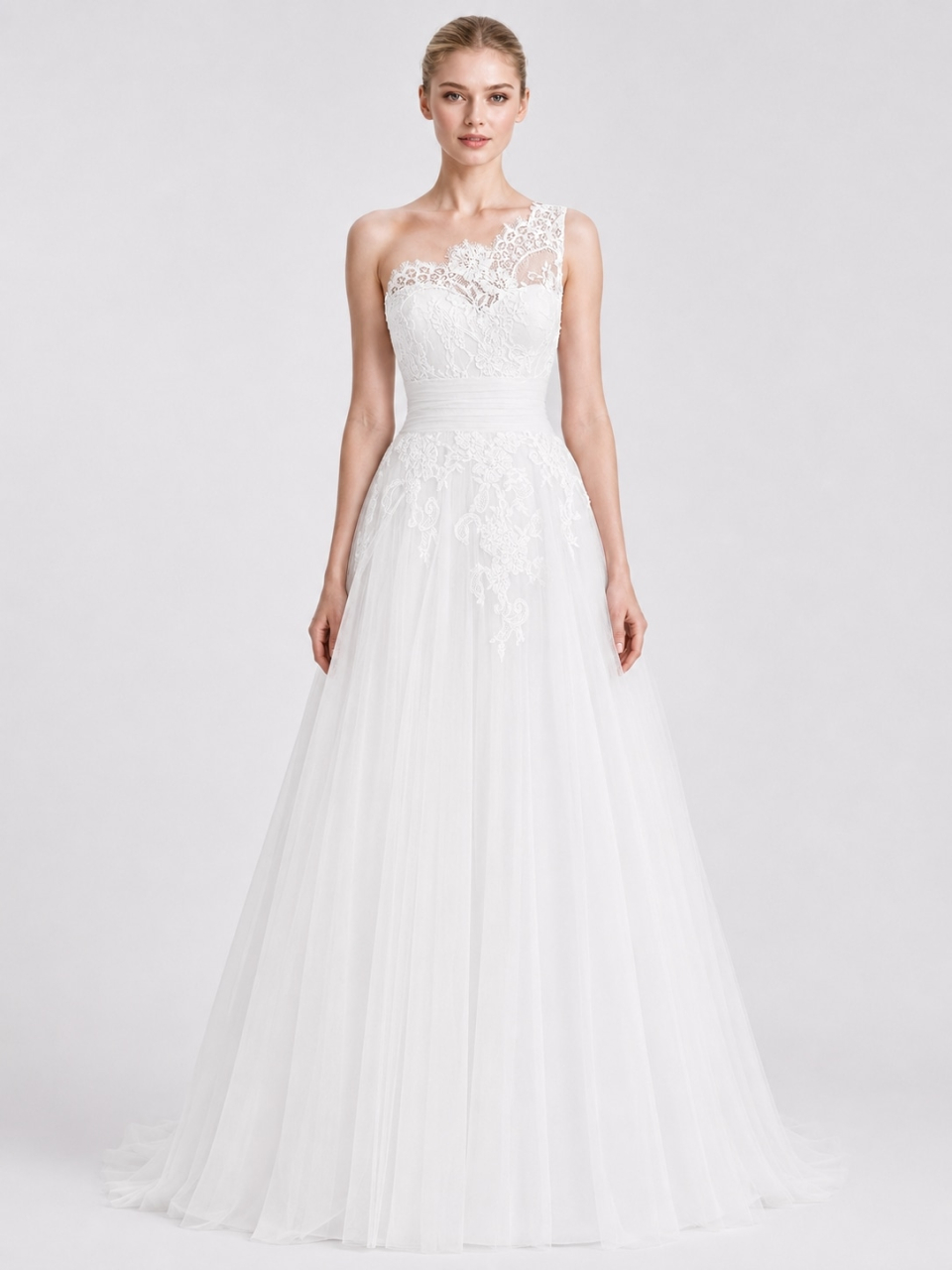 one shoulder wedding dress