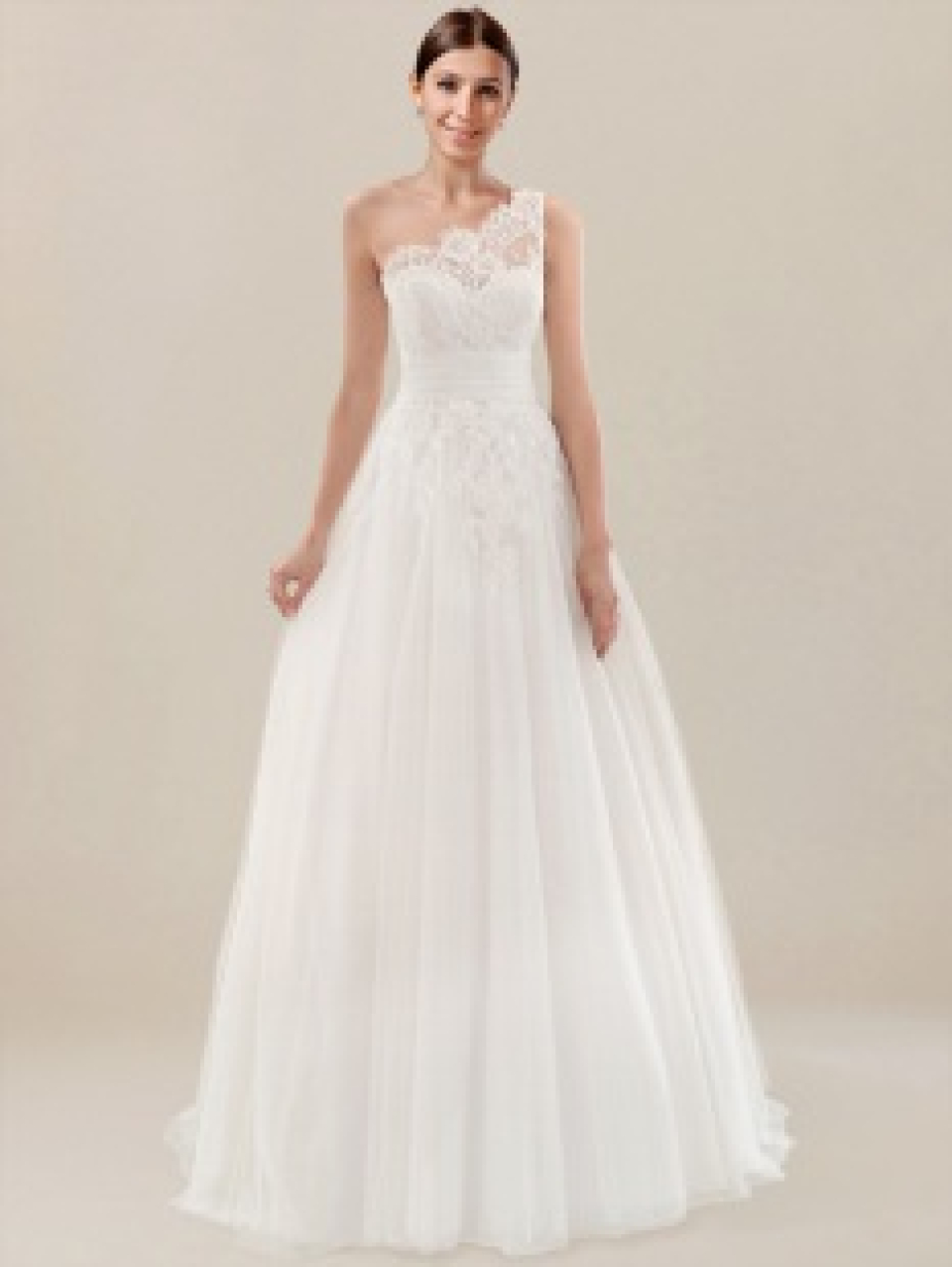 one shoulder wedding dress