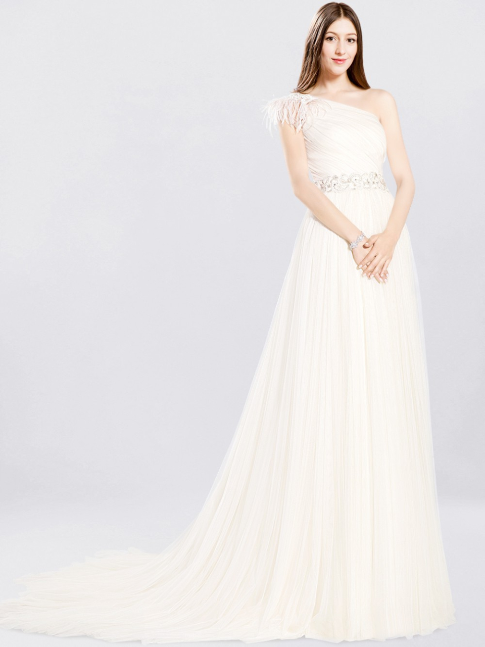 one shoulder wedding dress
