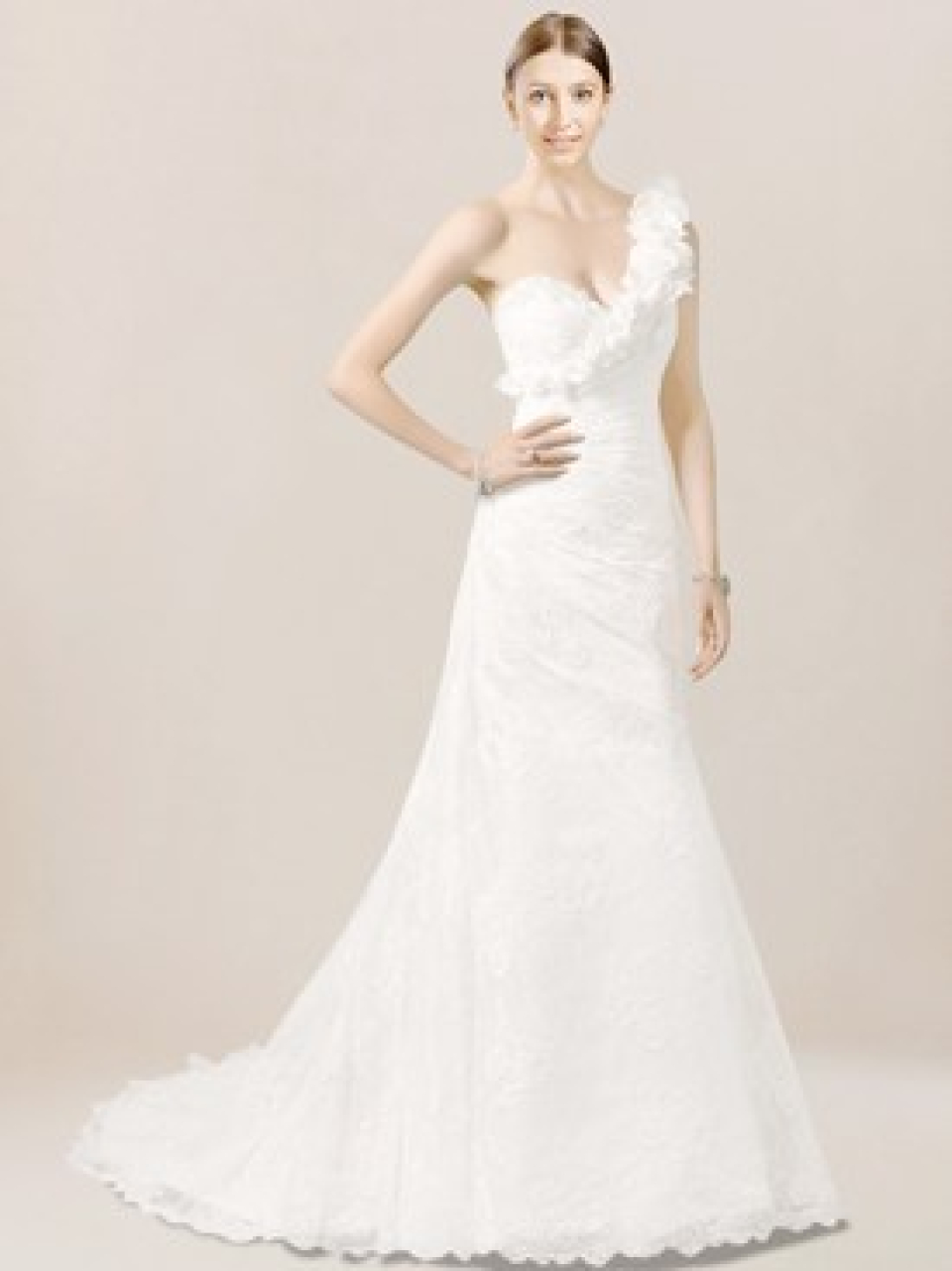 one shoulder wedding dress
