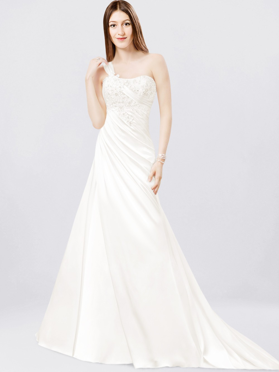 one-shoulder wedding dress