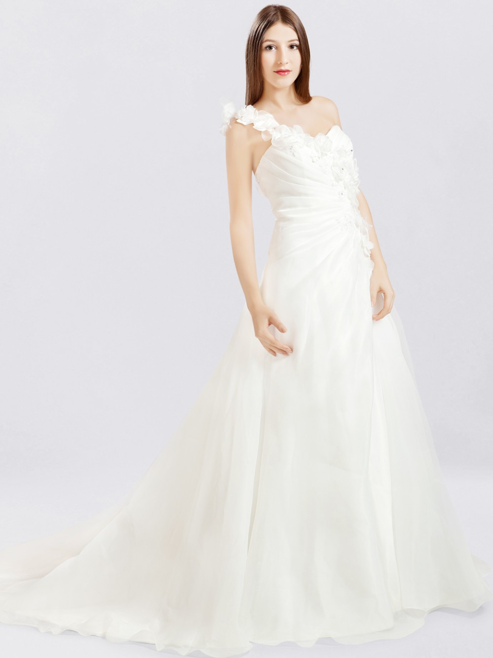 one shouldered wedding dress