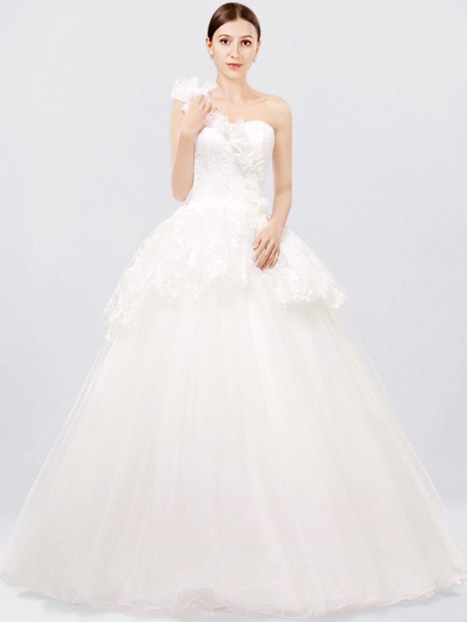 one shouldered wedding dress