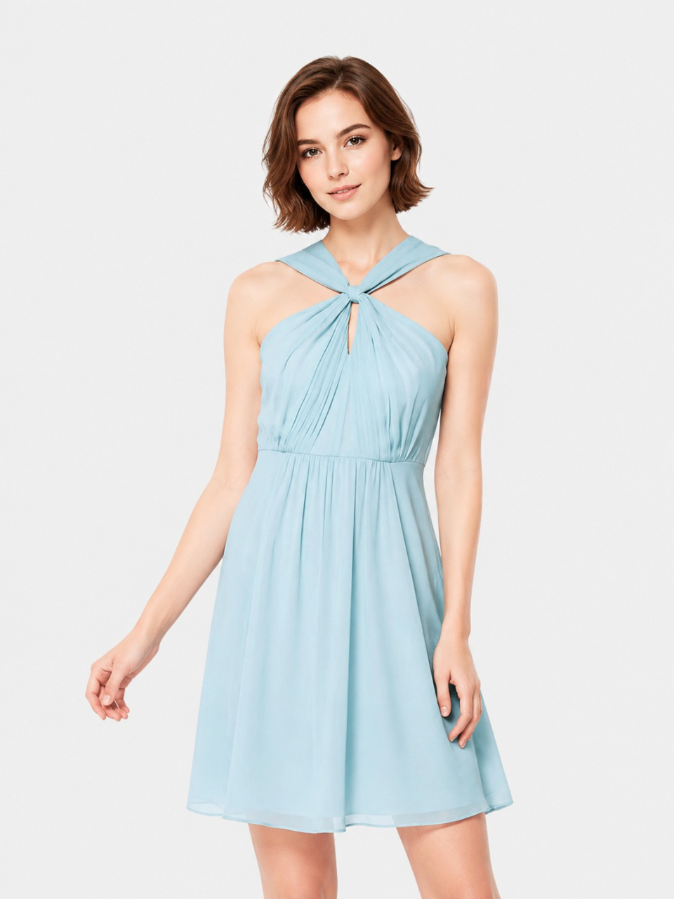 robes de demoiselle d'honneur courte_Blue Pastel