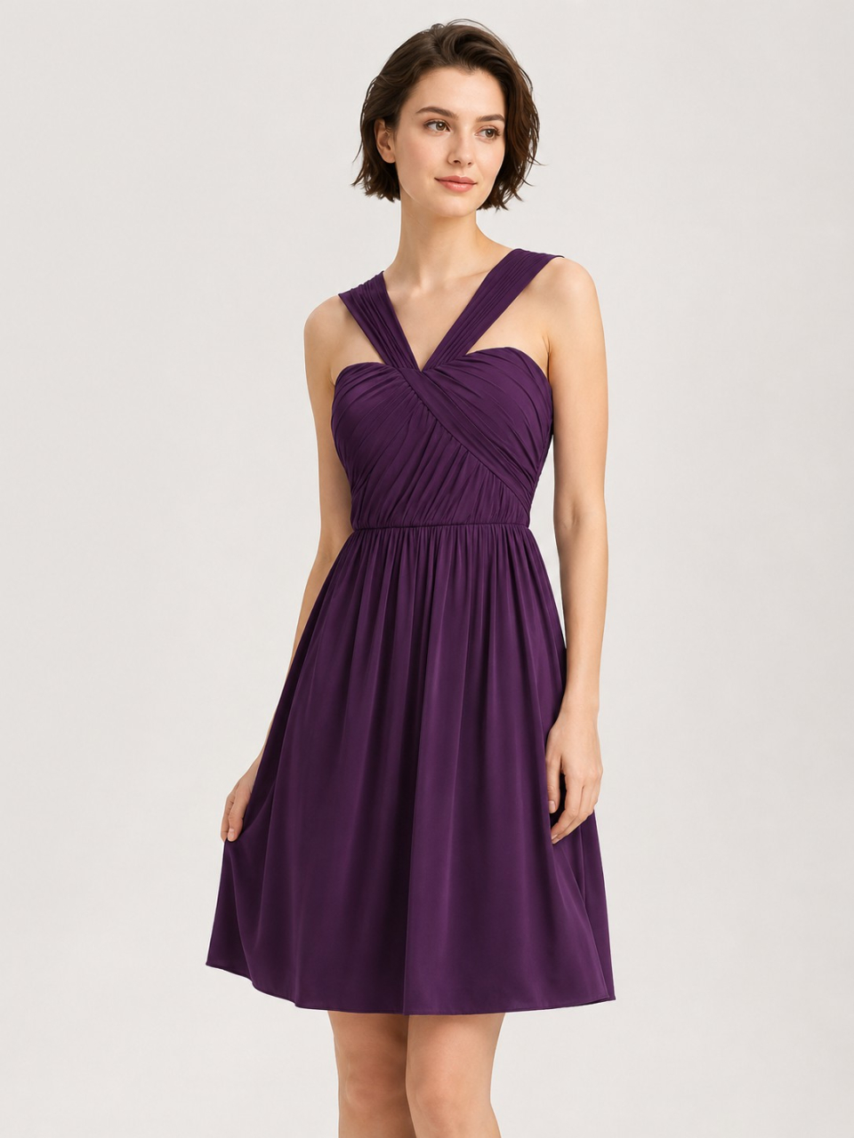 short bridesmaid dresses_Grape