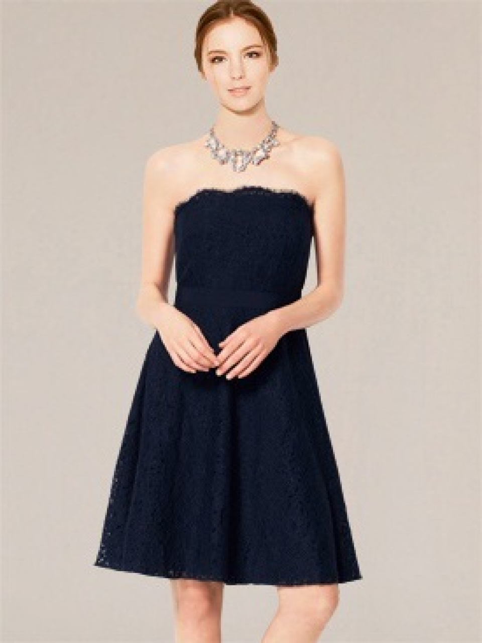 short lace bridesmaid dresses_Navy