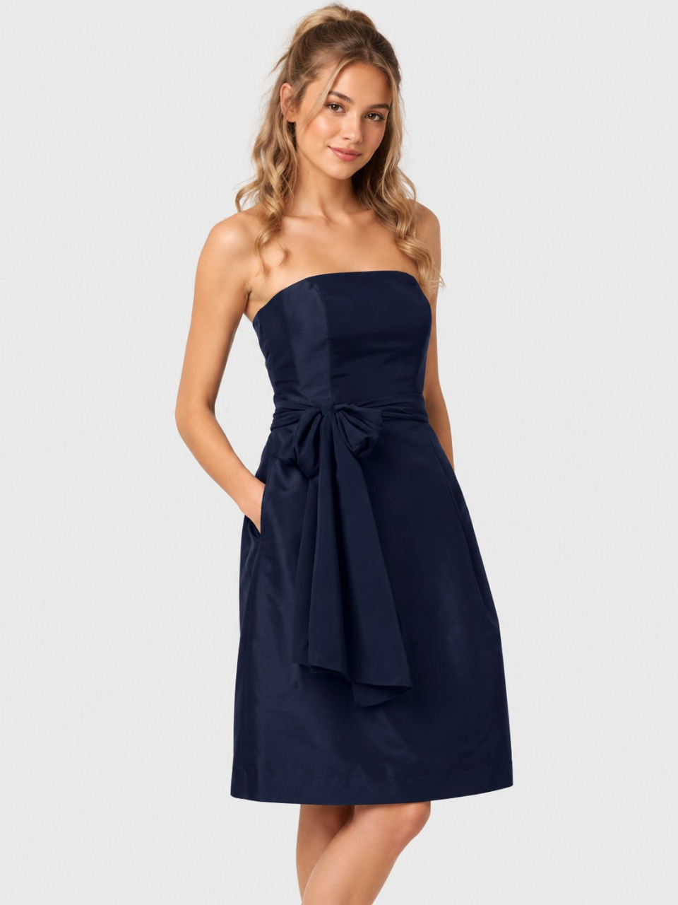 robes de demoiselle d'honneur courte bustier_Navy