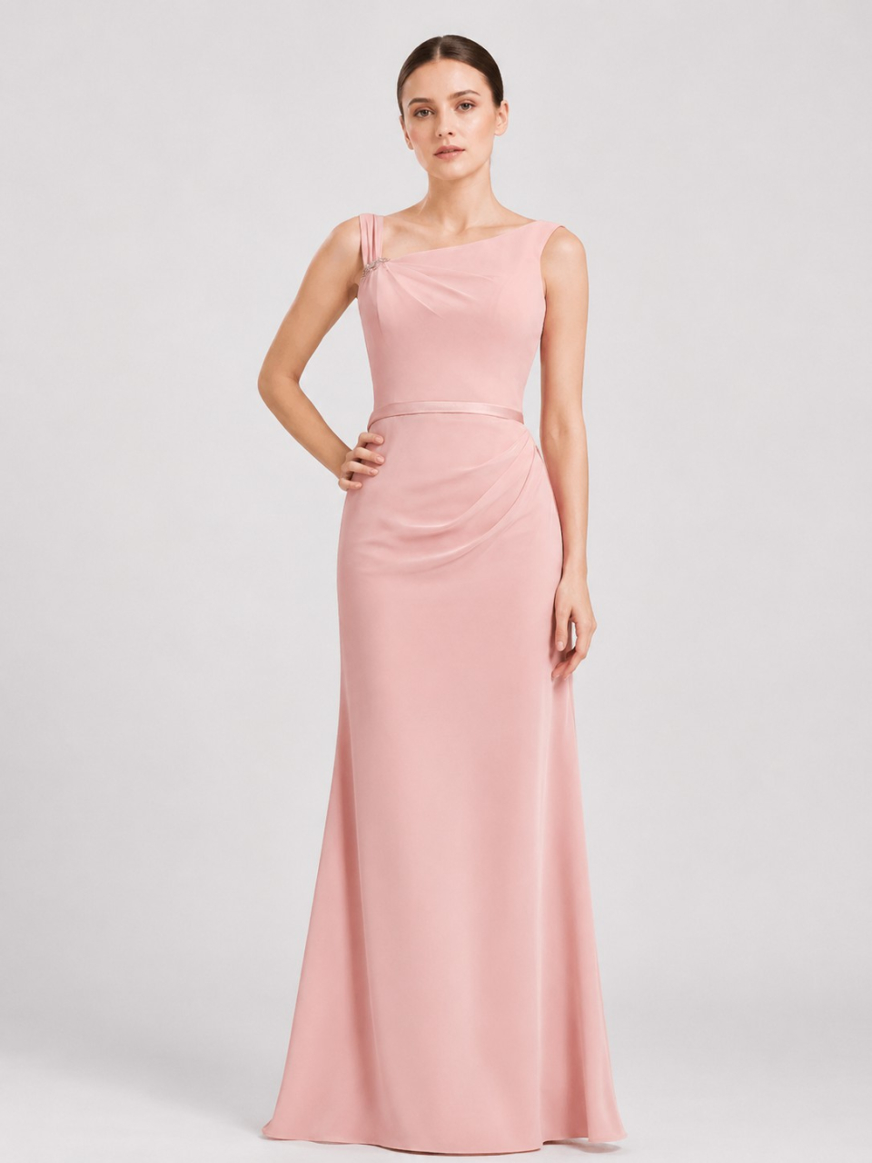 einfach chiffon brautjungfer kleider_pink