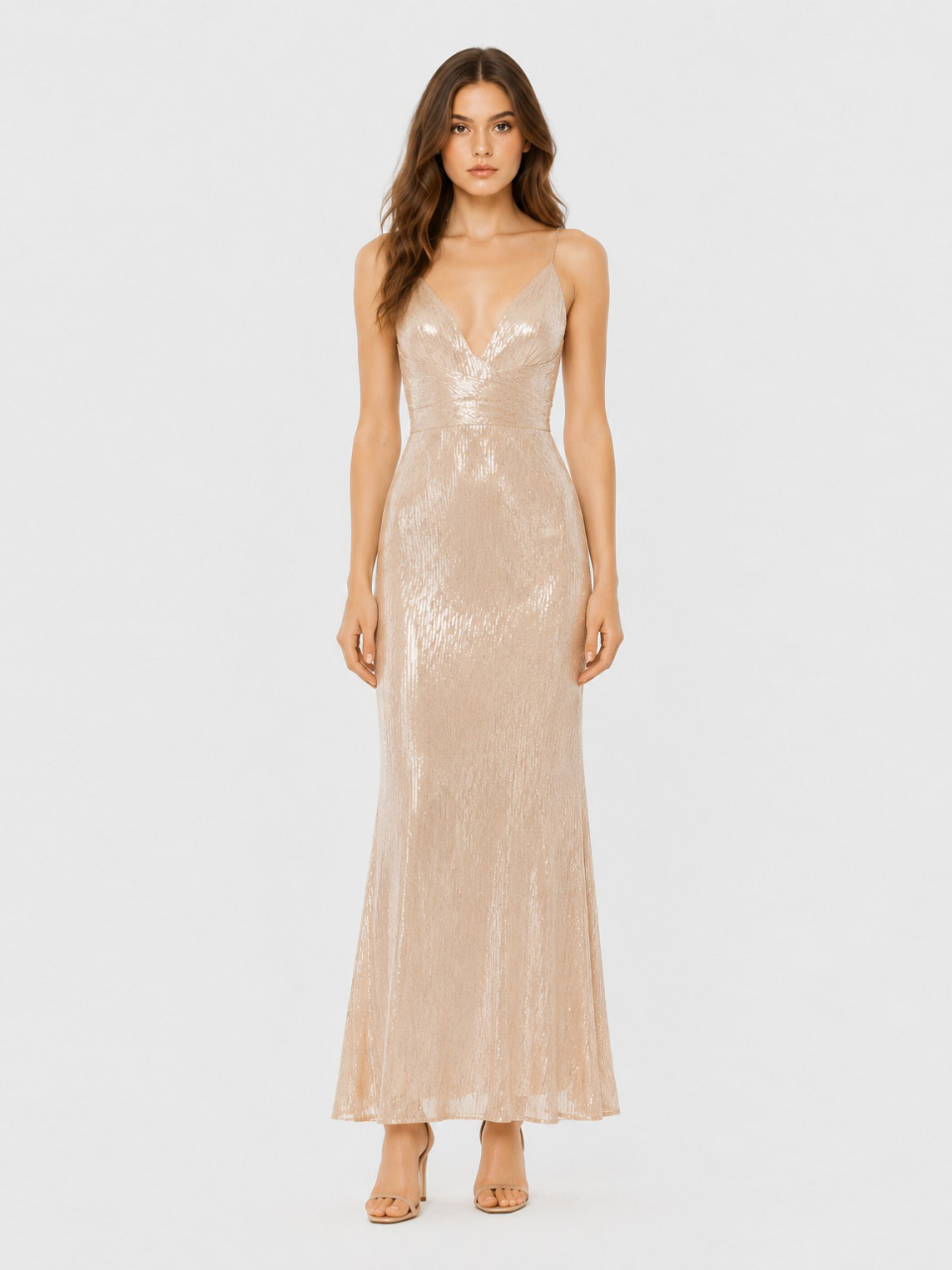simple prom dress_champagne