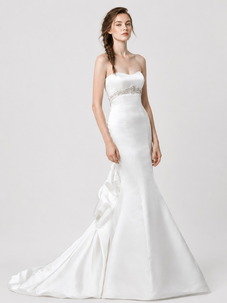simple satin mermaid wedding dress