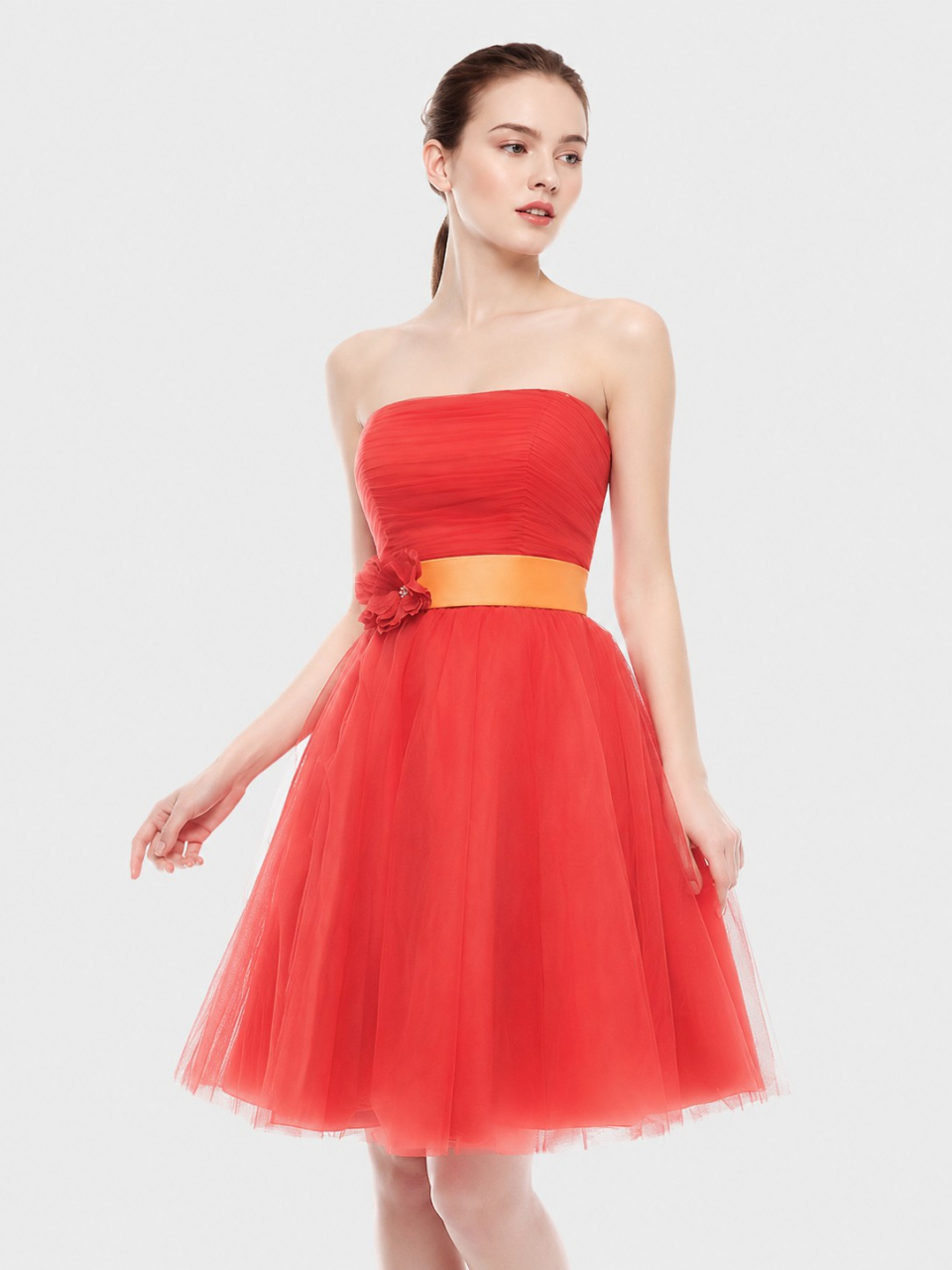 simple tulle bridesmaid dresses_Persimmon/Tangelo