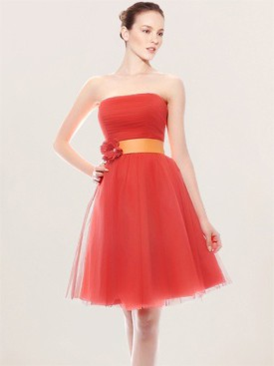 simple tulle bridesmaid dresses_Persimmon/Tangelo