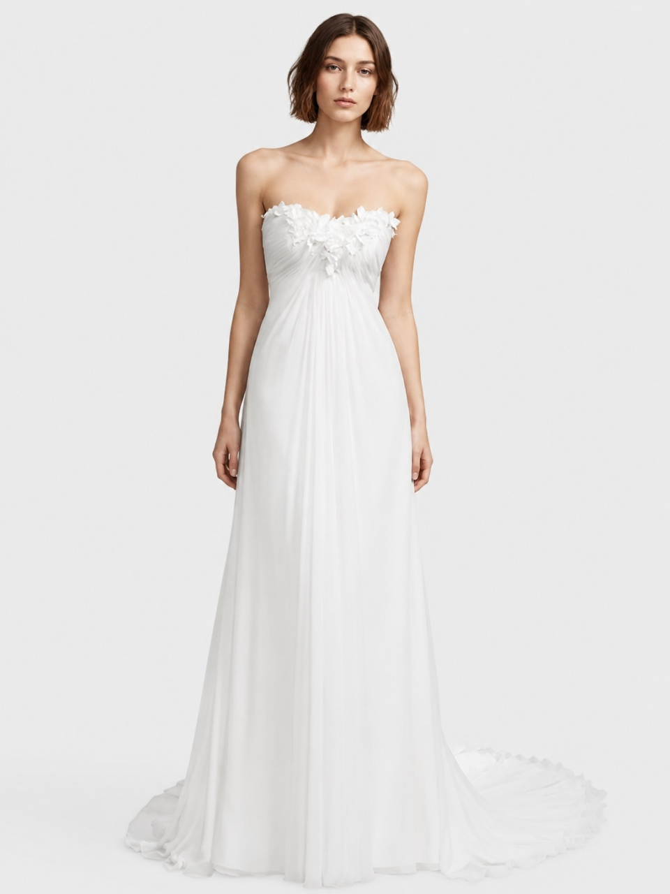 Strapless Chiffon Bridal Gown