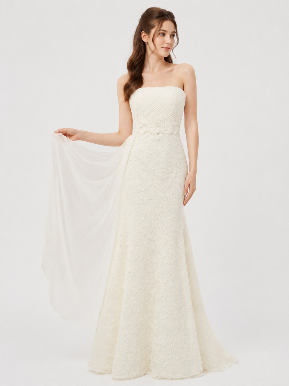 robe de mariée en dentelle sans bretelles
