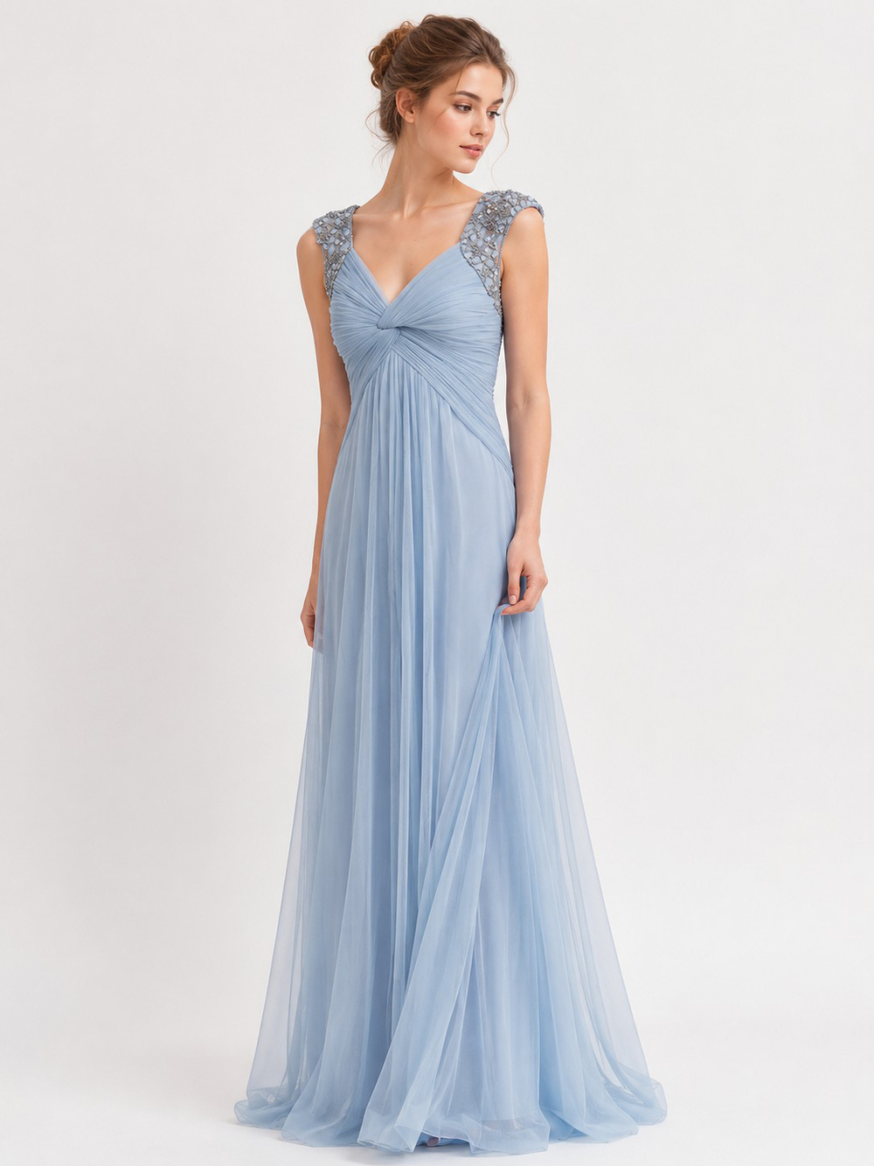 Chiffon Bridesmaid Dress_Cornflower