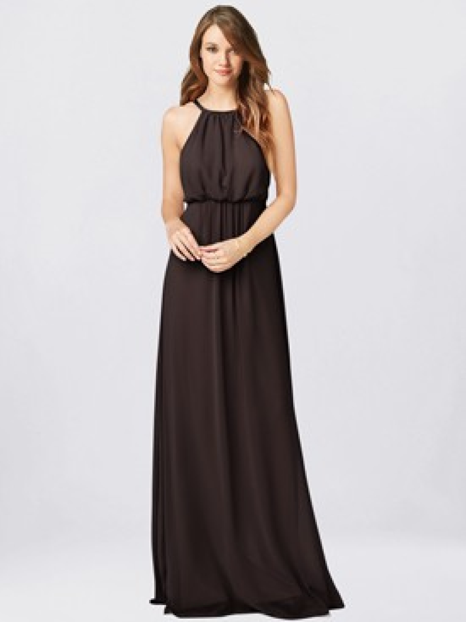 chiffon bridesmaid dress_espresso
