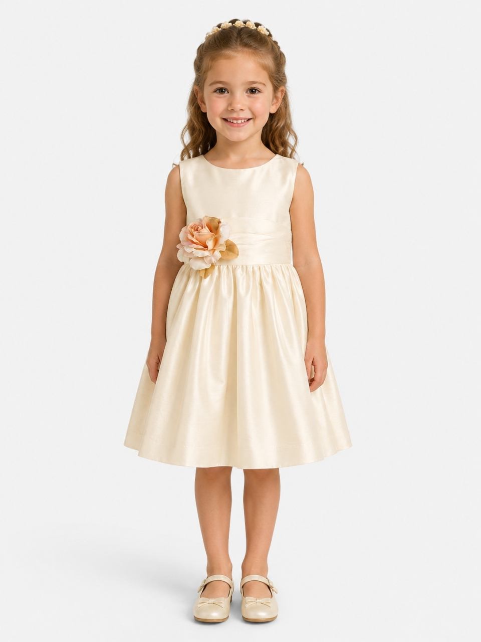 Tea Length Flower Girl Dresses_Champagne