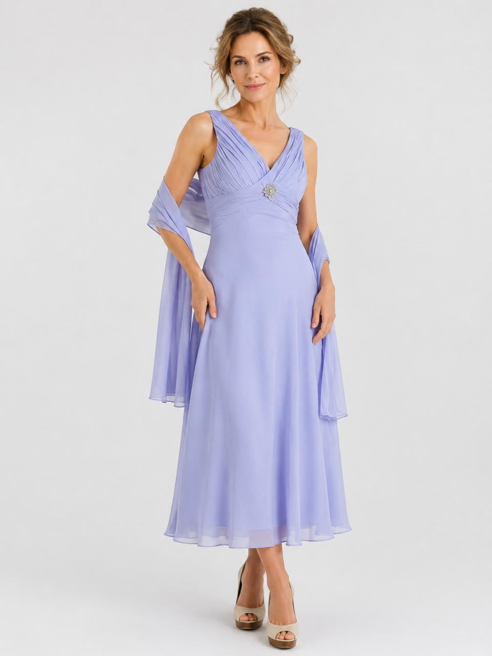 Tea Length Mother of The Bride Dresses_Lavender