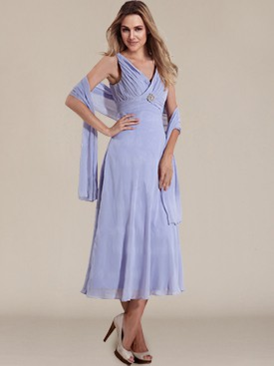 Tea Length Mother of The Bride Dresses_Lavender