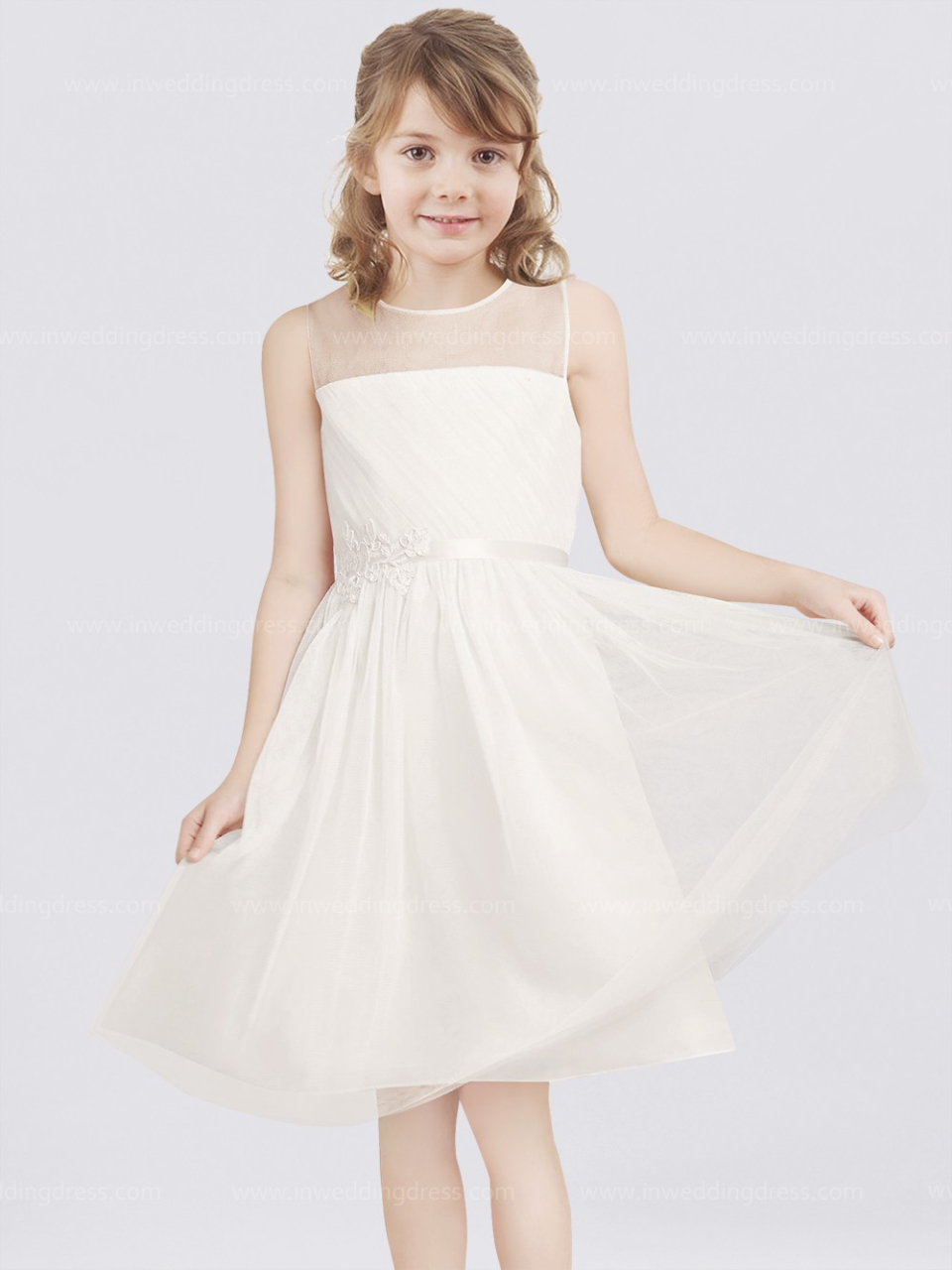 tulle flower girl dress_ivory