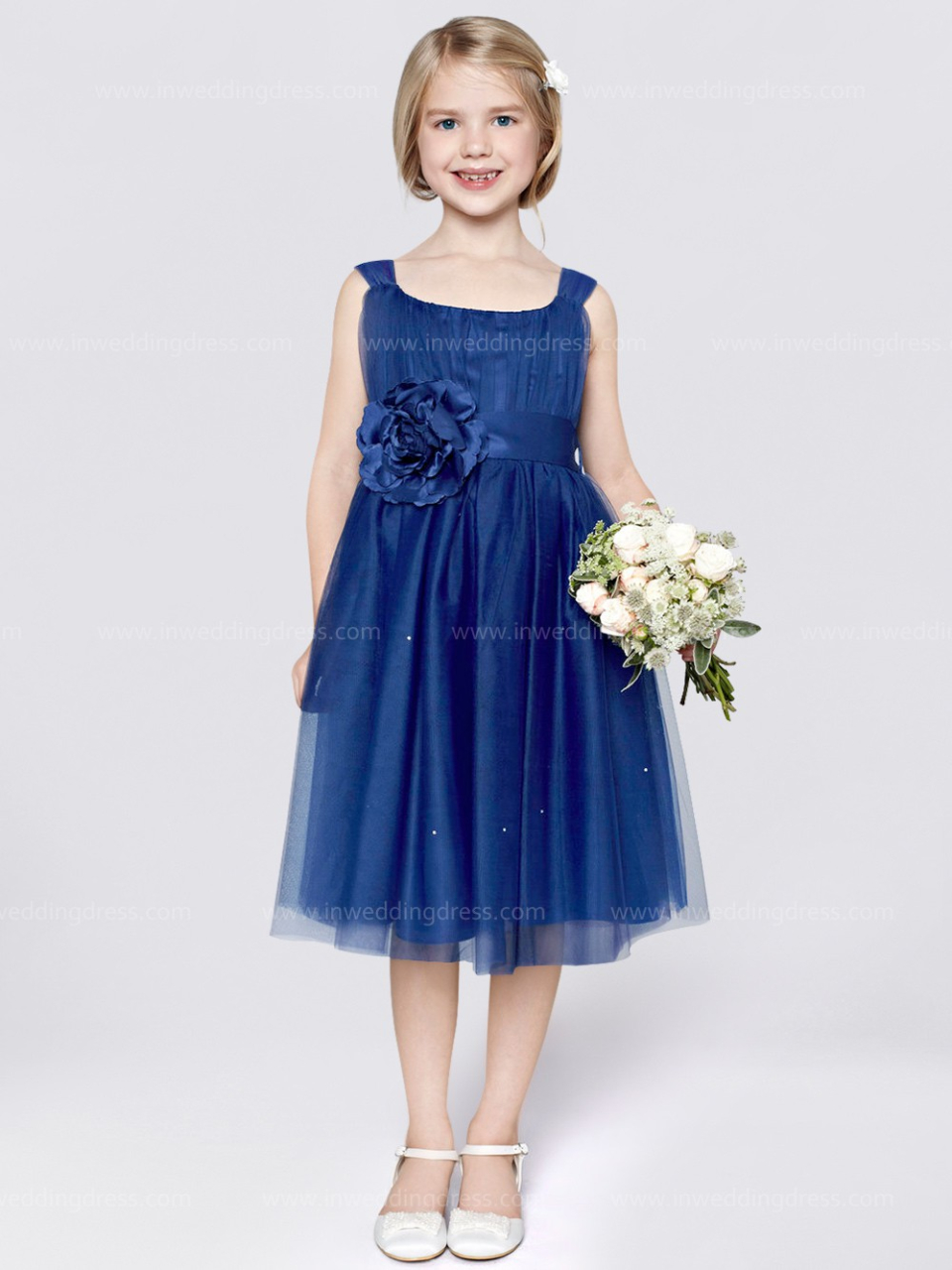 tulle flower girl dress_cobalt