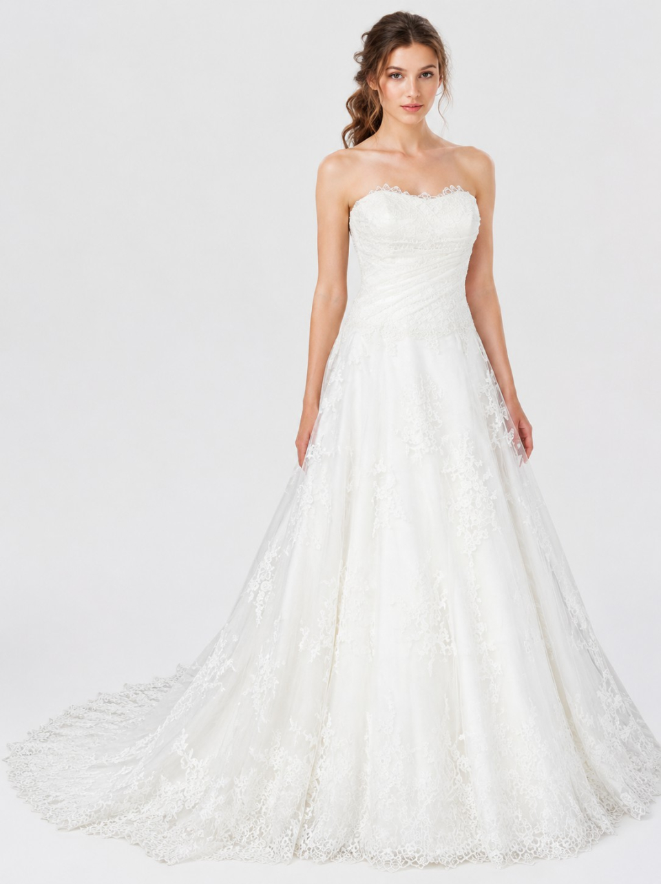 tulle lace strapless wedding dresses