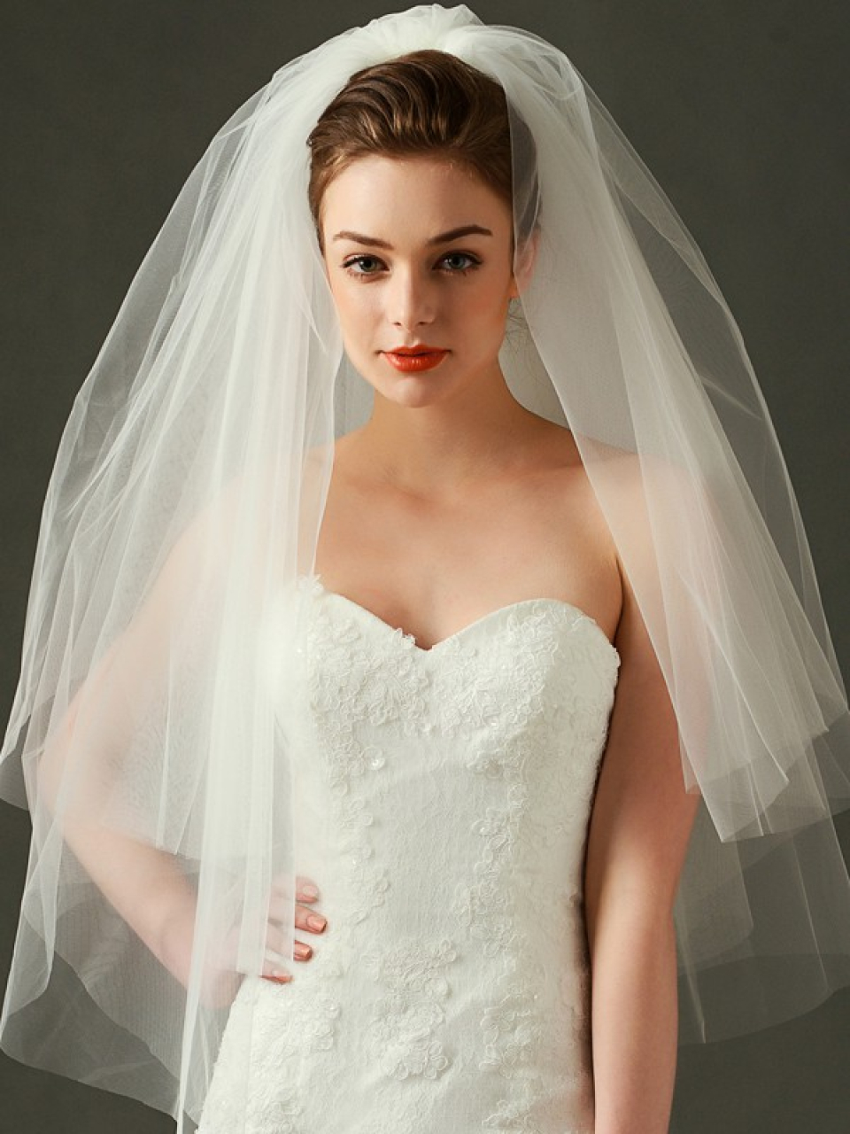 two tiers bridal veil