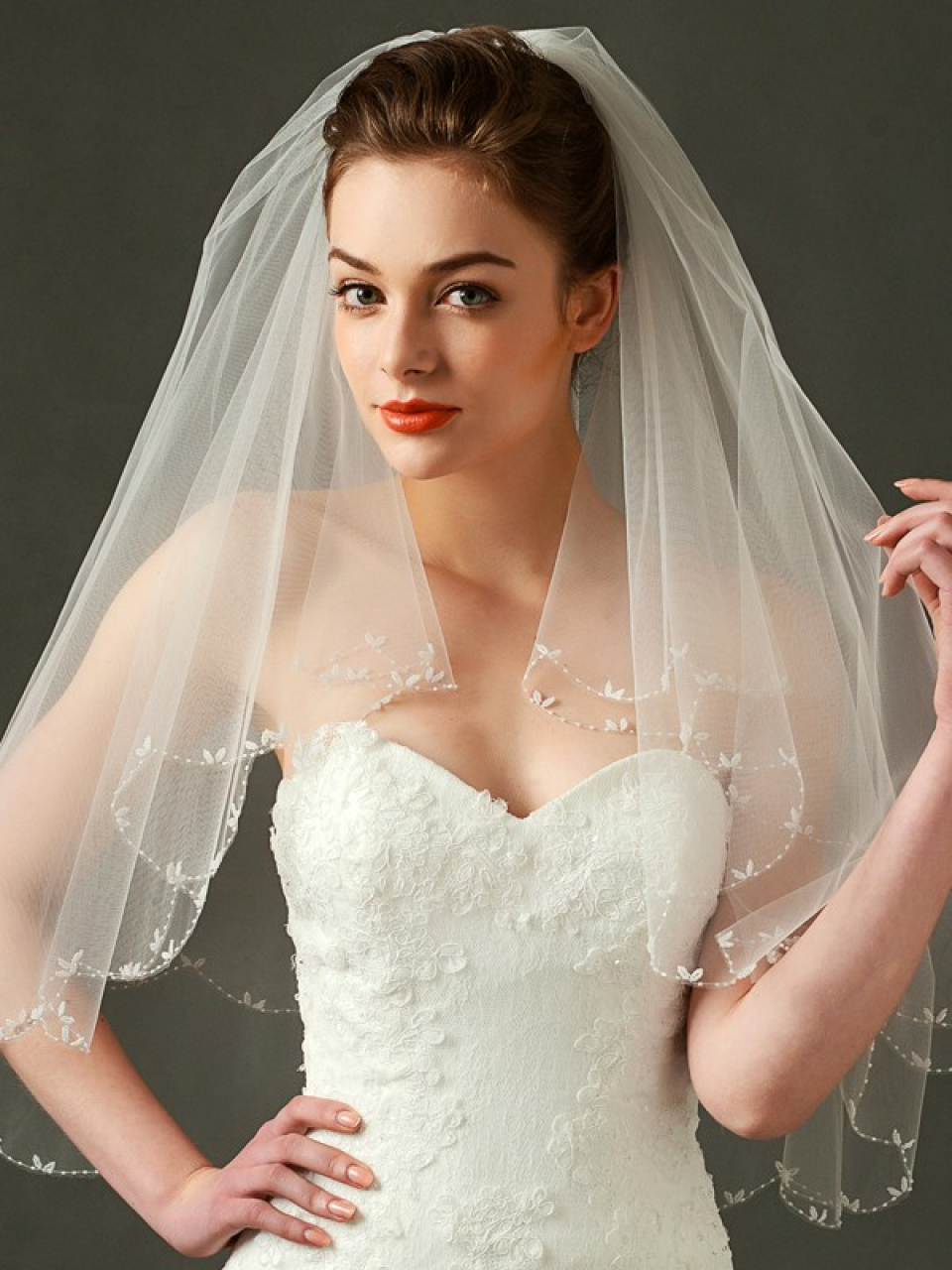 two tiers bridal veil