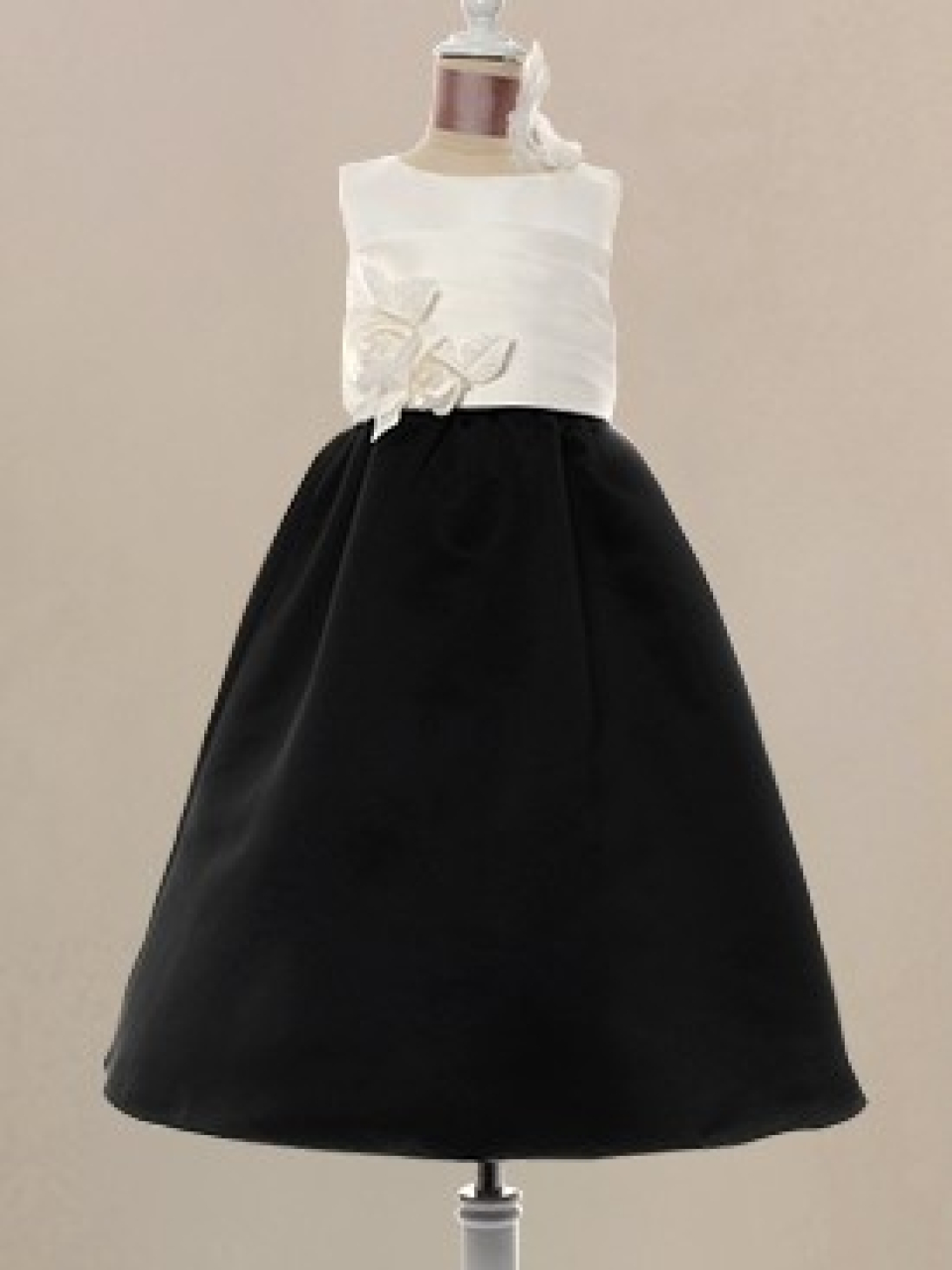 unique flower girl dress_Ivory/Black