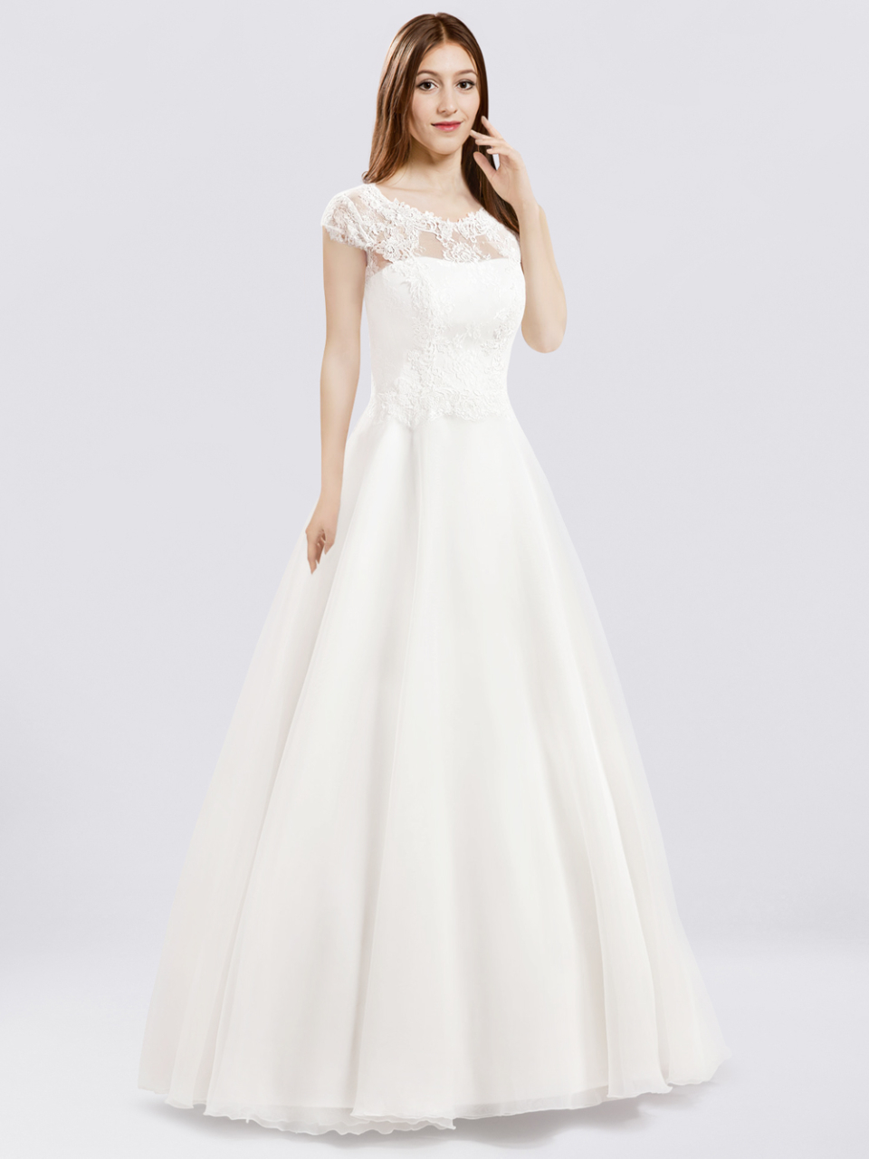 wedding dress with cap sleeves