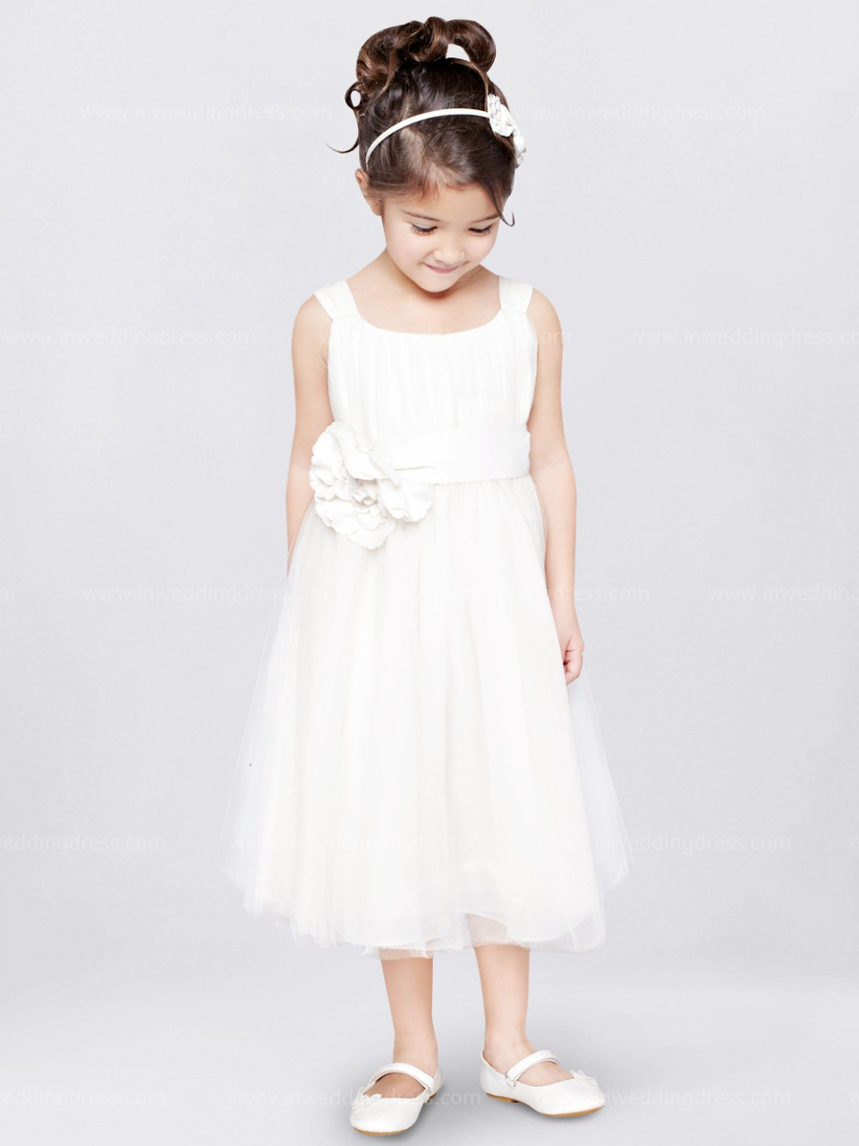 white flower girl dress_white