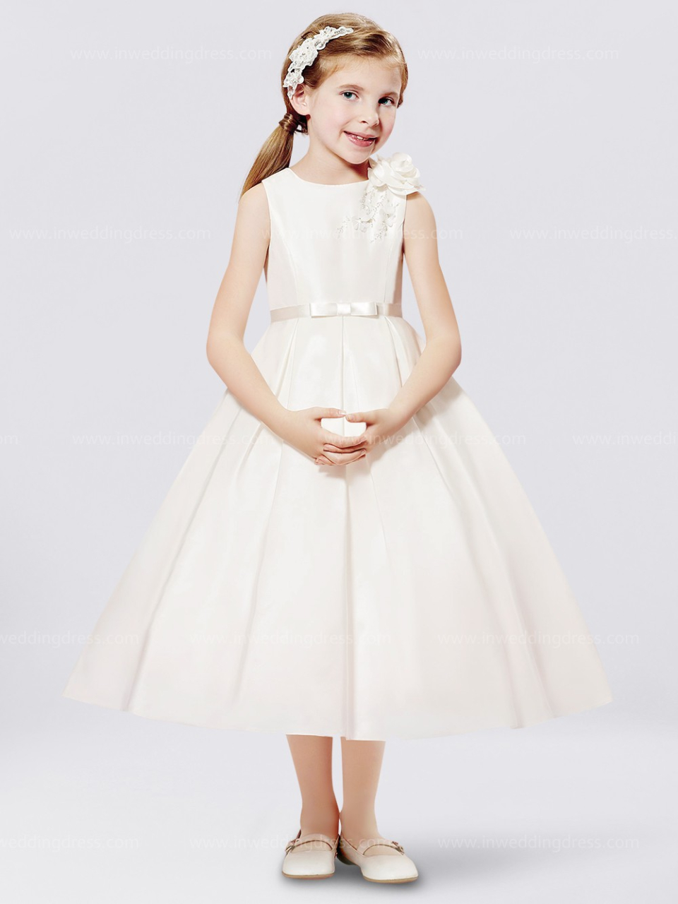 white flower girl dress_white