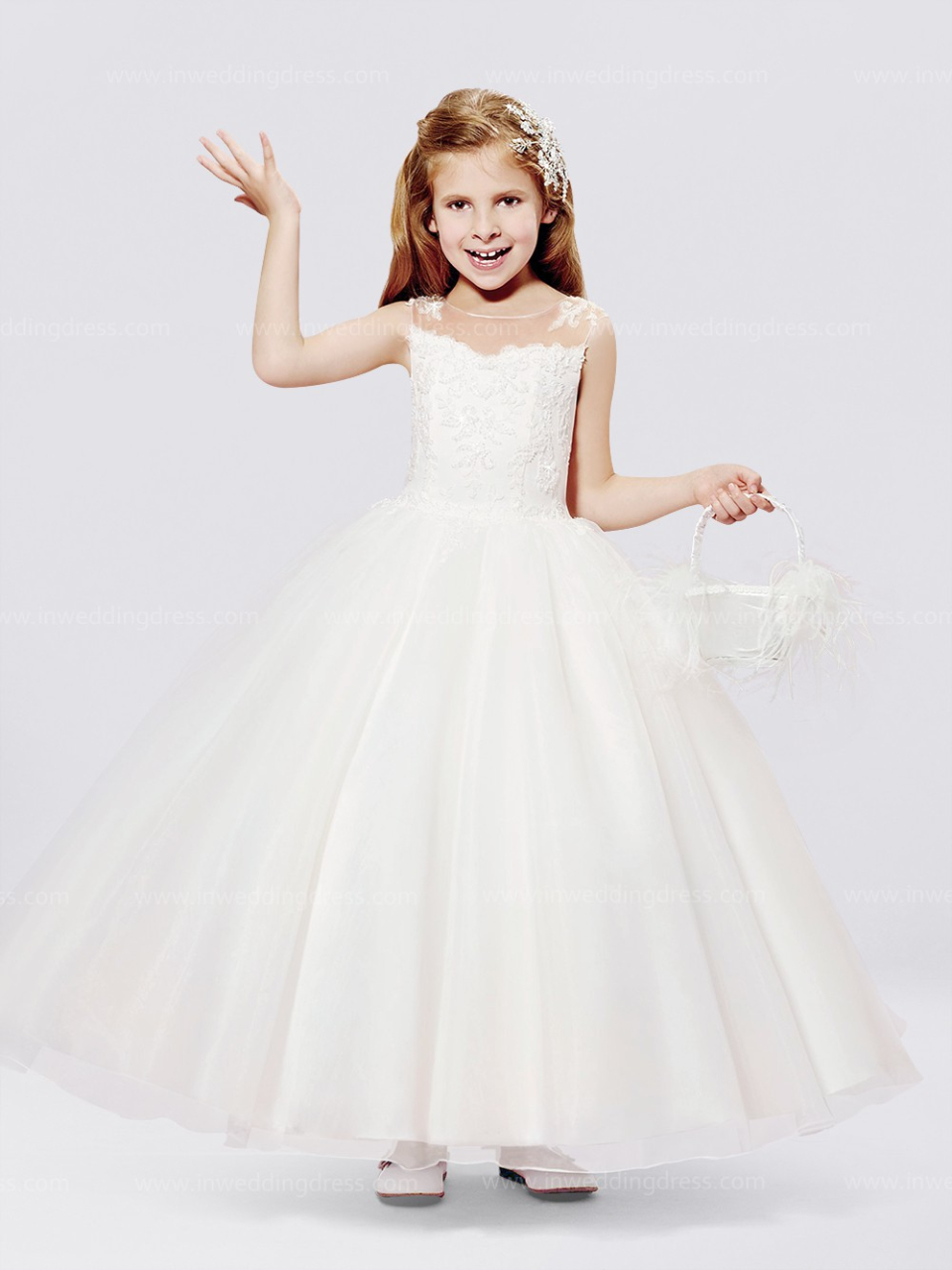 white flower girl dress_white